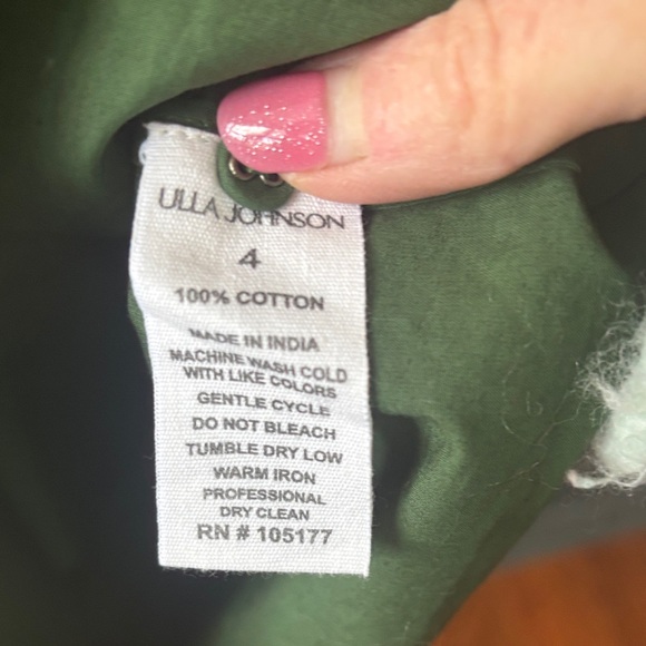 Ulla Johnson Forest Green Adeline Ruffle Top - Picture 3 of 7